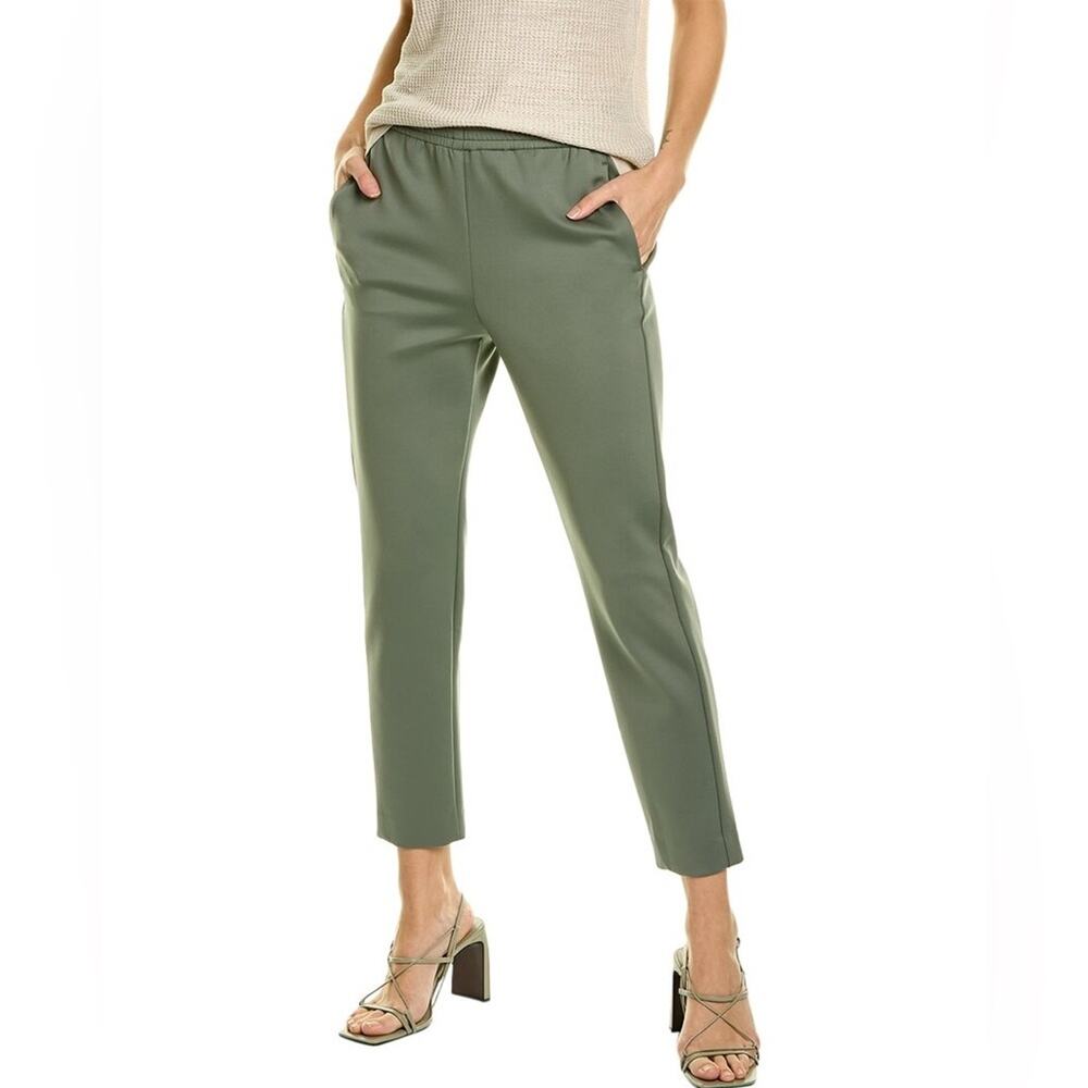 Theory Tapered Tech Knit Elastic Pull On Pants Trousers Green Size 6